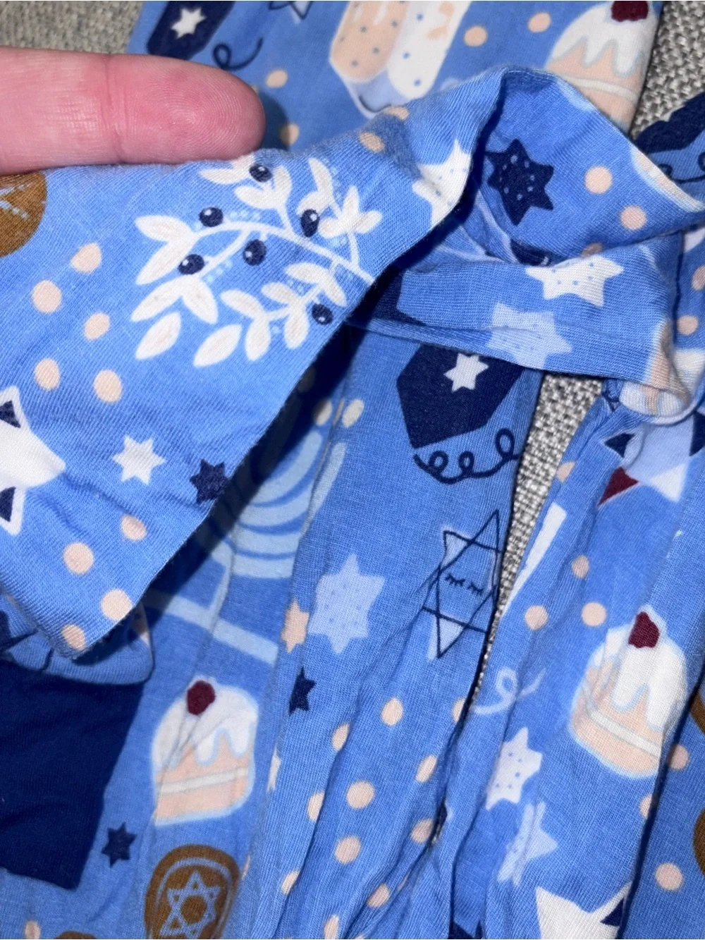Little Sleepies Light Blue Hanukkah Pajama Set with Navy Trim